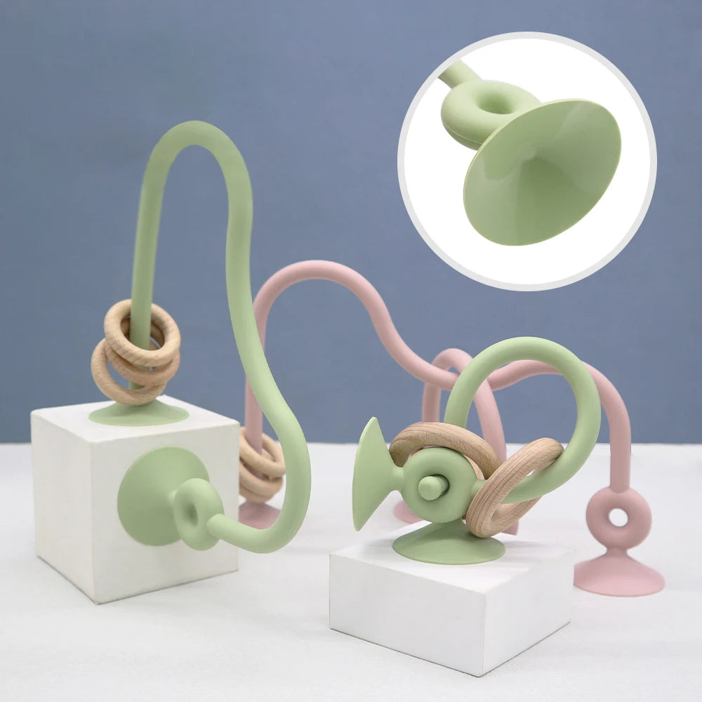 Natural Wood Silicone Teether